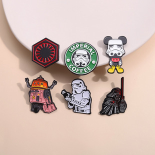 Creative cute cartoon robot modeling brooch creative fun game film and television accessories metal badge wholesale