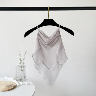 Summer Moire Sunscreen Mask Silk Scarf Women's Solid Color Veil Outdoor Neck Protection Lightweight Breathable Ear-hanging Mask