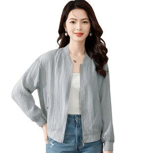 Real Shot Sun Protection Clothing Lightweight Breathable Baseball Suit Jacket Women's Summer Casual Simple Loose Slim Shade Top