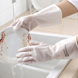 Household Gloves White-transmitting Laundry Waterproof Plastic Rubber Household Cleaning Non-slip Thickening Durable Kitchen Dishwashing