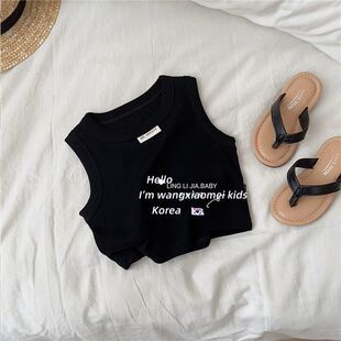 Cross-border Girls' Vest Wearing Pure Cotton Summer Thin Base Summer Short Sling Summer Children's Sleeveless Top