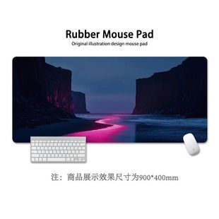 High-End Black and Pink High-End Beach Scenery Mouse Pad, Oversized Dormitory Gaming Office Computer Keyboard Pad, Desk Pad