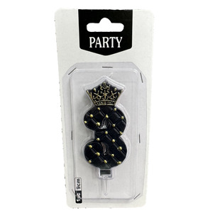 Creative Retro Black and White Crown Digital Birthday Candle Children's Party Dessert Table Cake Decorative Baking Ornaments