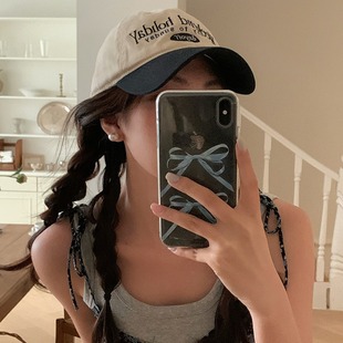 Korean Ins Contrast Color Soft Top Baseball Cap Big Head All-Match Letter Hat Sunshade Sun Protection Face Showing Small Cap