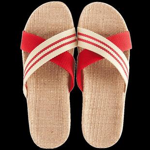 Slippers Women's Summer Home Linen Slippers Summer Couple's Home Thick Bottom Non-Slip Indoor Floor Slippers Men's Summer