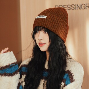 Daily pullover cap thick knitted wool cap children's autumn and winter warm cold-proof ear protection cold cap face small fluffy cap