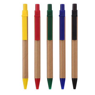 New ABS eco-friendly Kraft paper Rod Pen Press ballpoint Pen custom logo paper tube Pen oil Pen stationery wholesale Pen