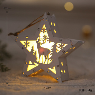 Nordic Series Creative Wooden Christmas Chalet Hanging Christmas House Christmas Decorations Luminous Snow House