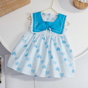 2023 Summer New Girls' Dress Baby Girl Stylishly Korean Style Children's Wear Love Dress Cute Sleeveless Princess Dress