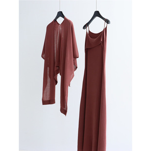 16-Gauge Four-Level French-Style Lyocell Knit Camisole Dress Tencel High-Waisted Summer Ruffle Long Dress