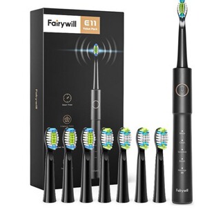Bitvae D2 adult rechargeable travel sonic toothbrush with 8 brush heads, black