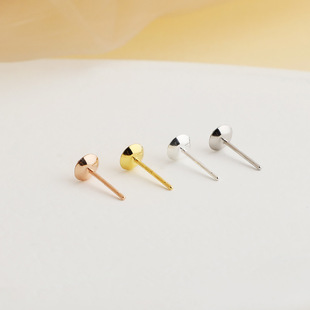 S925 Sterling Silver Ear Holder Earrings Handmade Semi-finished Support Needle Bowl-shaped DIY Ear Needle Crystal Pearl 3mm 6mm Wholesale