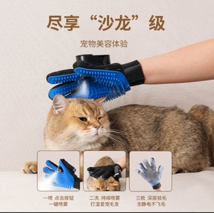 Cross-border Explosions Cat and Dog Universal Wash-free Gloves One-button Spray to Floating Hair Massage Beauty Cleaning Cat Gloves