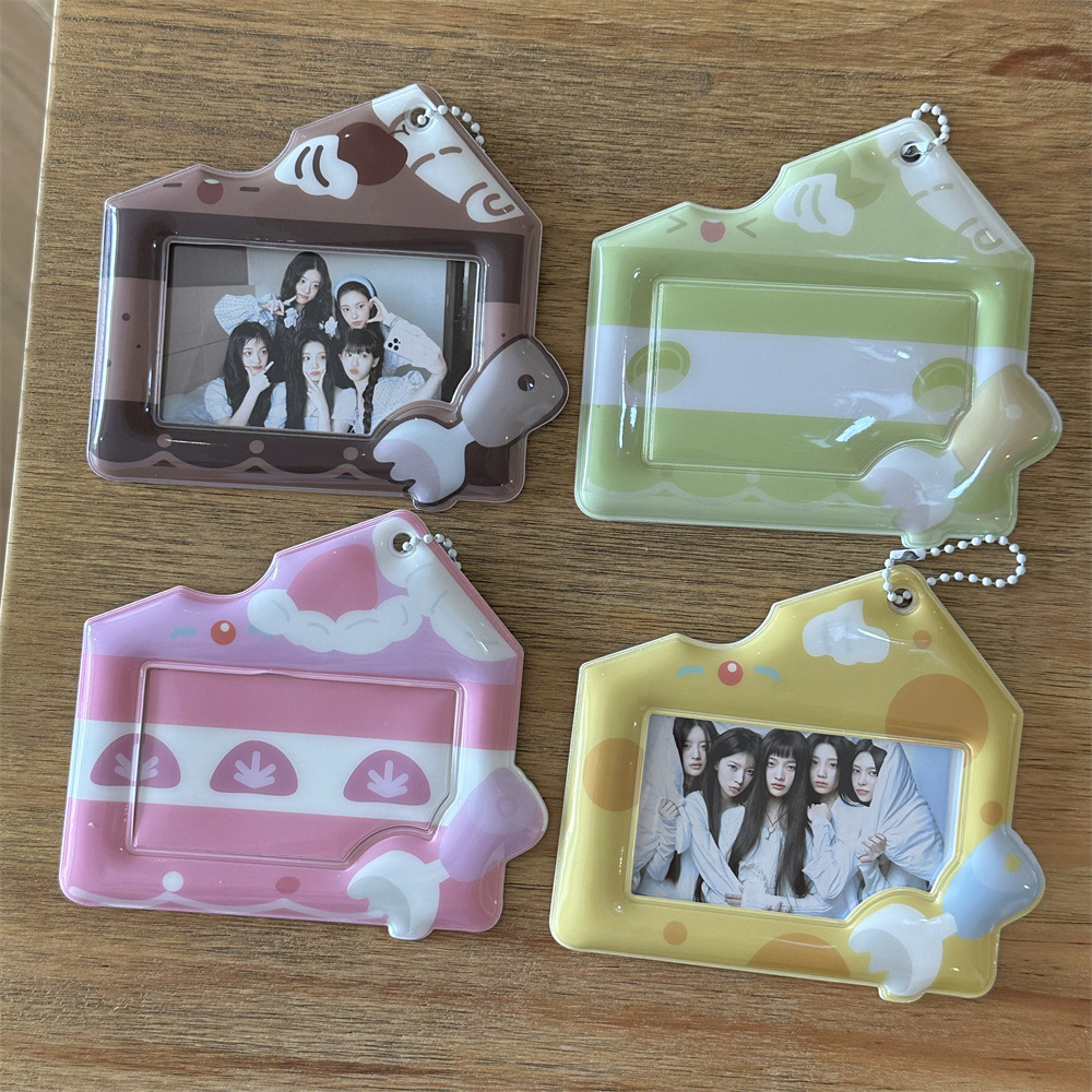 Ins Style Dessert Horizontal Version Pvc Card Holder 3inch Idol Photo Card Campus Card Meal Card Polaroid Display Storage Pendant