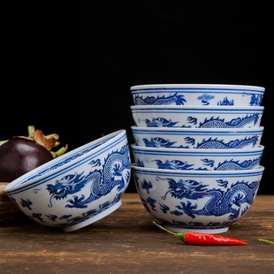Bowl rice bowl flour bowl ceramic bowl vintage blue and white bowl jingdezhen blue and white porcelain tableware underglaze color customizable logo