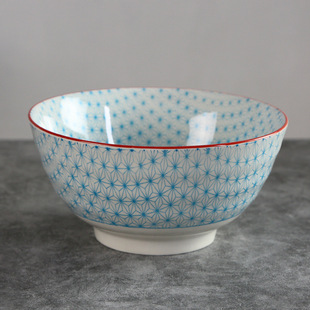 Nordic creative modern simple underglaze ceramic tableware household 8-inch thread large soup bowl