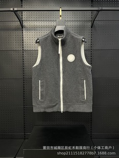 Goose 24 Fall/Winter Couple's Fleece Wool Vest with Vertical Collar Vest Fashionable All-match Zipper Jacket