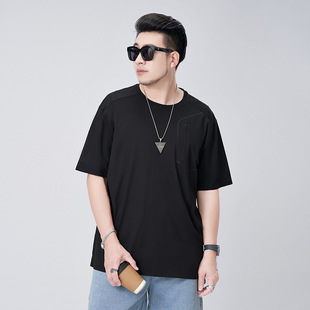 8232 plus size Men's Fat Man 300 Jin Short Sleeve Crewneck Shoulder Sleeve Quick-drying Breathable T-shirt Loose Half Sleeve T-shirt Men