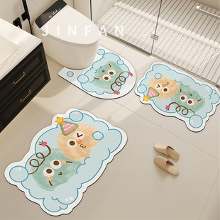 Cartoon bathroom absorbent non-slip mat U-shaped toilet diatom mud foot mat toilet toilet seat mat wholesale