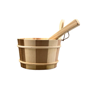 Amazon Sauna Room Accessories Wooden Barrel Wooden Spoon Cypress Wood Pine Splicing Shower Barrel Dry Steam Sauna Hotel Swimming