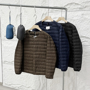 Exported to Russia Japanese Style Autumn and Winter Men's High-End Light down Jacket 90 Velvet Thin Collarless down Jacket Liner