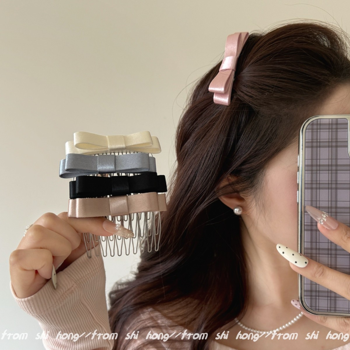 Hair Accessories for Tidying up Stray Hair, Bow Hair Comb, Small Hair Comb, Fringe Comb, Inverted Bun Hair Accessory, Hair Styling Tool, Hair Clip