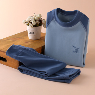 Children's Thermal Underwear suit Boys and Girls Autumn Clothes Autumn Trousers Children's Pajamas Middle Collar Sanding Home Clothes suit