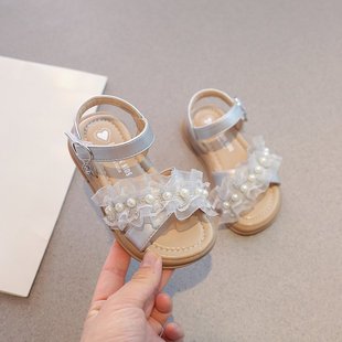 Girls Princess Sandals 2025 New Summer Children's Chanel Style Princess Shoes Soft Bottom Women's Treasure Shoes Pearl Summer