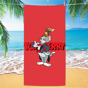 Cross-border Amazon Cat and Mouse Beach Towel Class A Children's Cartoon Beach Bath Towel Microfiber Quick-drying Towel