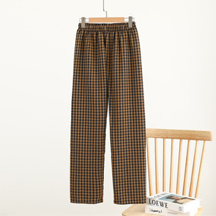 New Plaid Shorts Women's Summer Thin Candy Color Korean Style Pants Cotton Cloth Sports Loose Casual Straight Pajama Pants