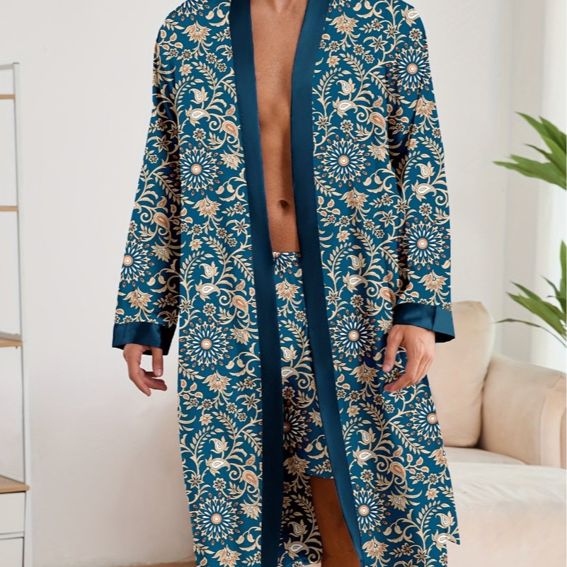 Asl fabrika retro romb erkak halat to'plami bahor-kuz yumshoq ochiq uzun ko'llu qisqa shim