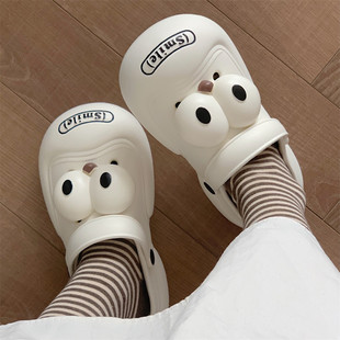 Seaside Non-slip Dung Feeling Soft Bottom Baotou Sandals and Slippers Korean Style Cool Creative Cute Hole Shoes for Women Summer