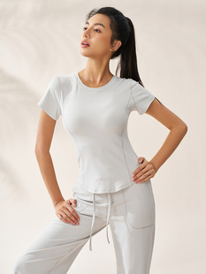 Spring and Summer Cloud Sense Yoga Short-sleeved Women's Tight-fit Yoga Suit Pilates Training Sports T-shirt Tight Waist Slimming Fitness Suit
