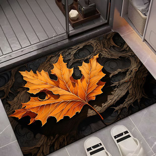 Retro Diatom Mud Maple Leaf Diatom Mud Soft Floor Mat Bathroom Absorbent Non-slip Quick-drying Foot Mat Dirt-resistant Easy to Clean Floor Mat