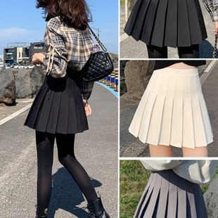 (Safety Pants Zipper Button) Pleated Skirt JK Uniform Skirt All-match Skirt Spring Summer Short Skirt Trendy