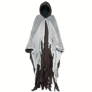 Halloween Cloak Skull Costume Mask Script Kill Haunted House Chamber Dress Up Zombie Costume Props,