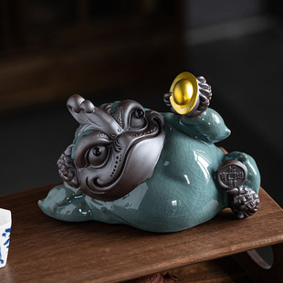 Lucky Tea Pet Big Jinchan Ge Kiln Can Raise Tea Table Tea Tray Accessories Kung Fu Tea Set Creative Ornaments Decorations Tea Play