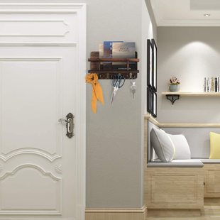 Wooden wall-mounted storage rack punch-free wall-mounted storage rack mail storage rack wooden key hook storage rack