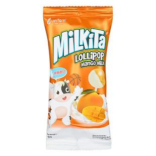 24 Pieces of Younikang Lollipops, Fruit Milk Double-Flavor Hard Candies Imported from Indonesia Milkita Mini Kidsren's Candies