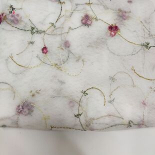 in stock supply multi-color embroidery small flower skin-friendly mesh multi-color embroidered fabric children's clothing dress lace fabric