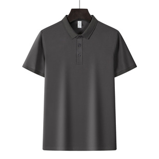 High-end Bacteriostatic Summer Solid Color Lapel Short-sleeved Polo Shirt Customized Men's T-shirt Work Clothes Business Pearl Cotton 5A