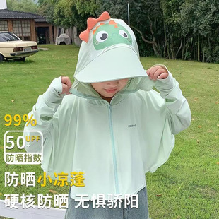 Cartoon Ice Silk Children's Sunscreen Clothing Summer UV Shade Skin Clothing Baby Outdoor Breathable Girls' Sunscreen Clothing