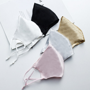 Summer imitation silk mask dust-proof 3D cut ear-hanging breathable mask washable silk ice silk mask wholesale