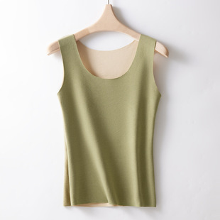 Double-sided Brushed Velvet Thermal Vest Women's plus size Seamless Base Shirt fleece-lined Thermal Underwear Women's Autumn and Winter Wear