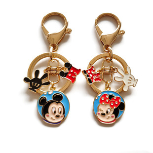 Cartoon Creative Metal Cute Mickey Minnie Mouse Keychain Bag Key Ring Pendant Small and Exquisite Hanging Ornaments