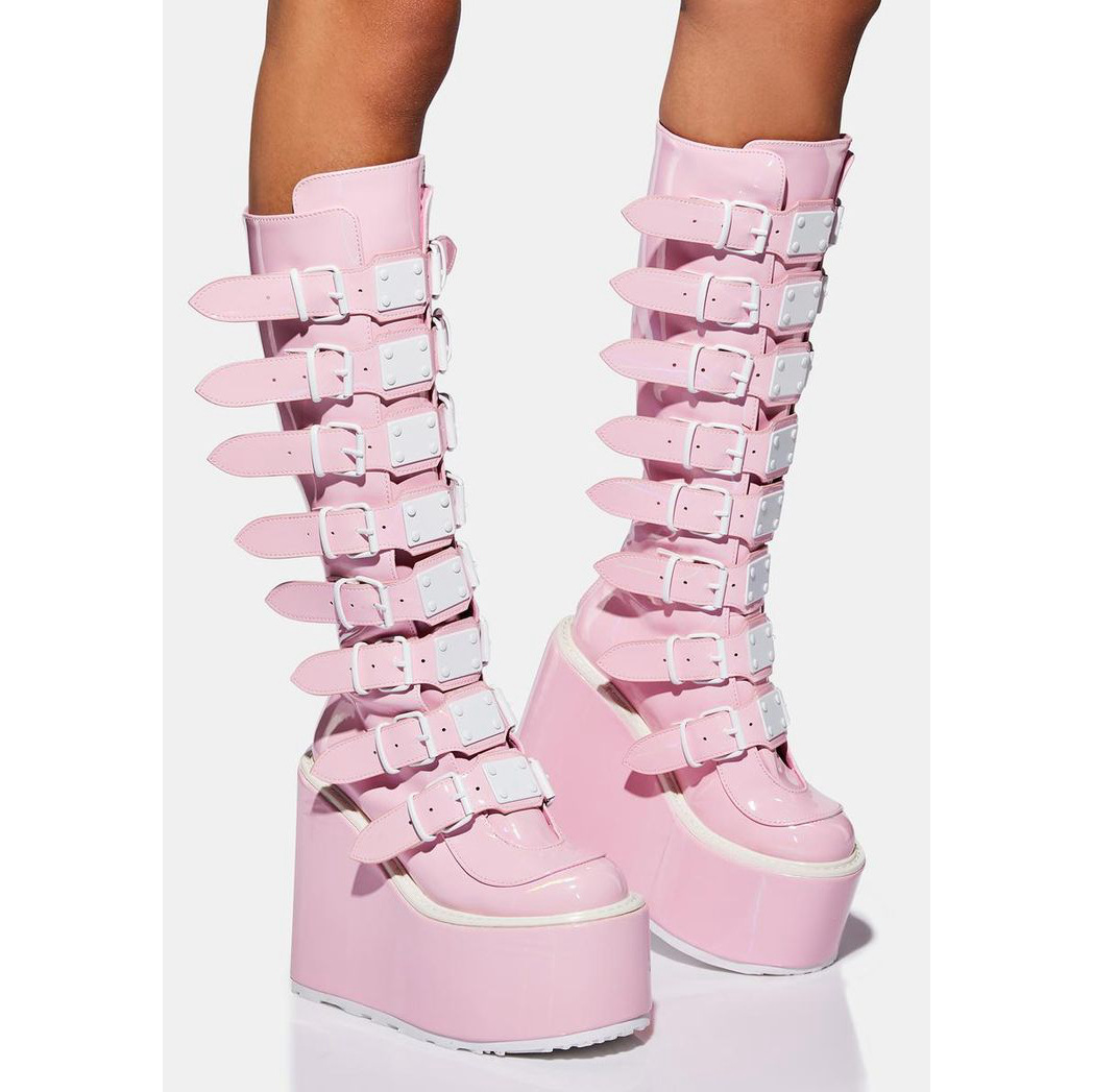Platform Shoes Lolita Punk Diablo Lolita Cosplay Shoes Pink Boots plus size
