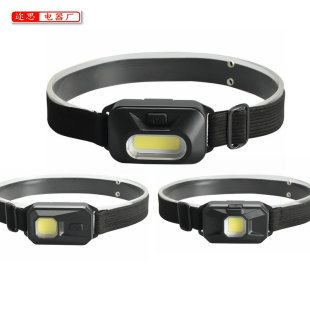 COB headlamp plastic strong light headlamp outdoor night riding mountaineering lighting work lamp mini plastic lighting headlamp