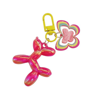 Creative cartoon acrylic balloon dog doll car key ring chain couple simple all-match bag lanyard gift