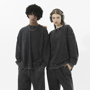 American Retro Shoulder Old Crewneck Sweat Pants Fixed Print Logo Large Loose Loose suit oversize