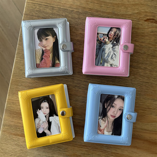 Ins Explosions Star Patent Leather One Palace Card Album Snap Buckle 3 Inch Photo Album Aidou Small Card Bag Storage Album